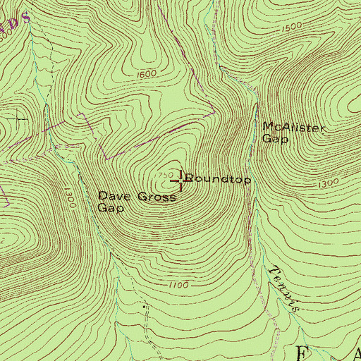 Topographic Map of Roundtop, PA