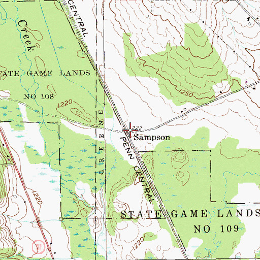 Topographic Map of Sampson, PA