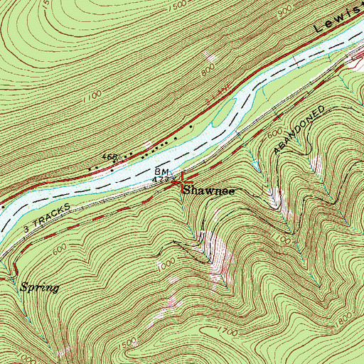 Topographic Map of Shawnee, PA