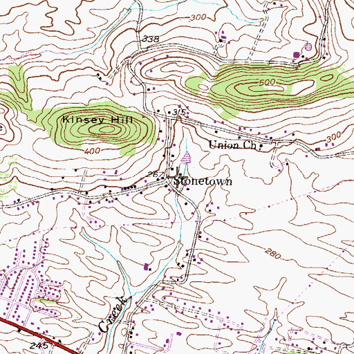 Topographic Map of Stonetown, PA