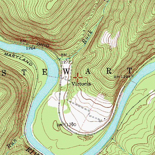 Topographic Map of Victoria, PA