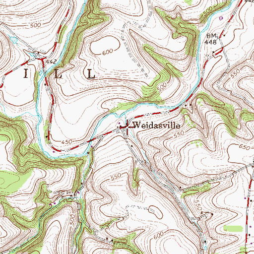 Topographic Map of Weidasville, PA