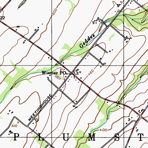 Topographic Map of Wismer Post Office, PA