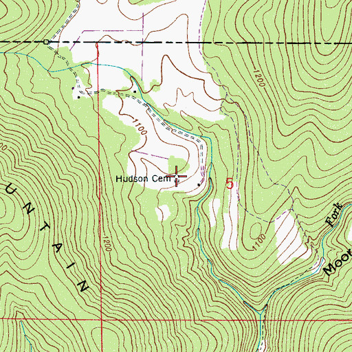 Topographic Map of Hudson Cemetery, AL