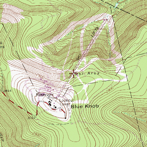 Topographic Map of Blue Knob Recreation Area, PA