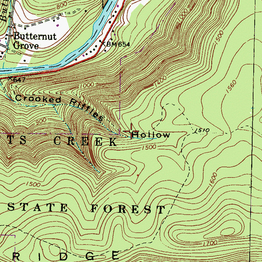Topographic Map of Riffle Trail, PA