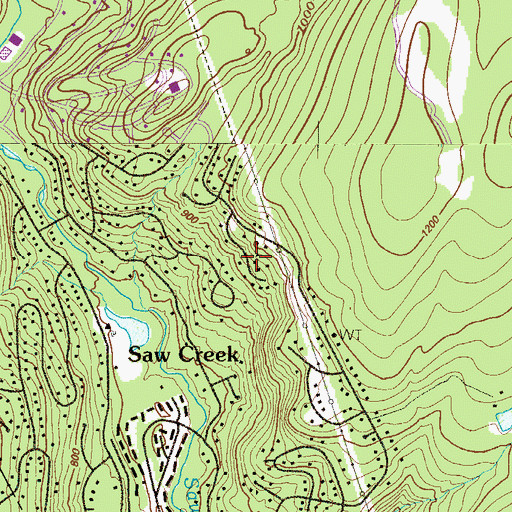 Topographic Map of Saw Creek Ski Area, PA