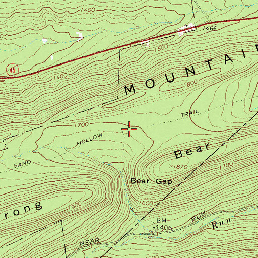 Topographic Map of Sand Hollow Fire Trail, PA