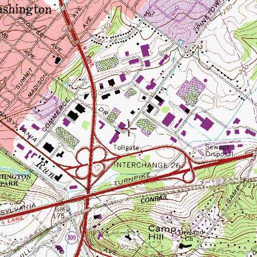 Topographic Map of Pinetown, PA