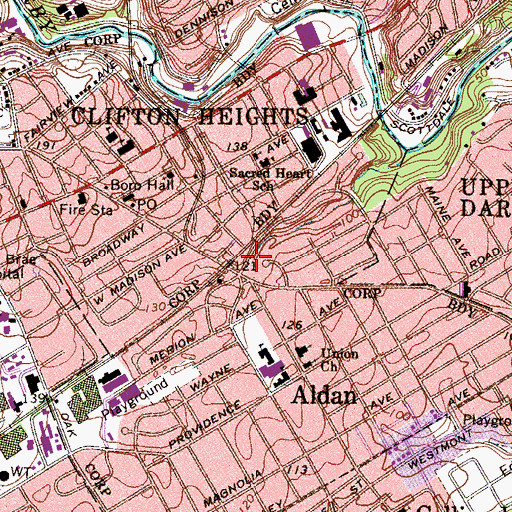 Topographic Map of Clifton Station, PA