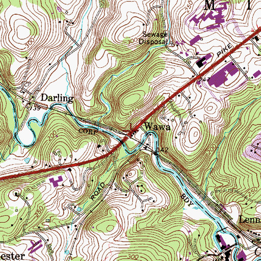 Topographic Map of Pennelton Station, PA