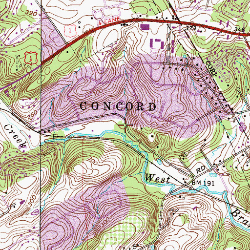 Topographic Map of Felton Mills, PA