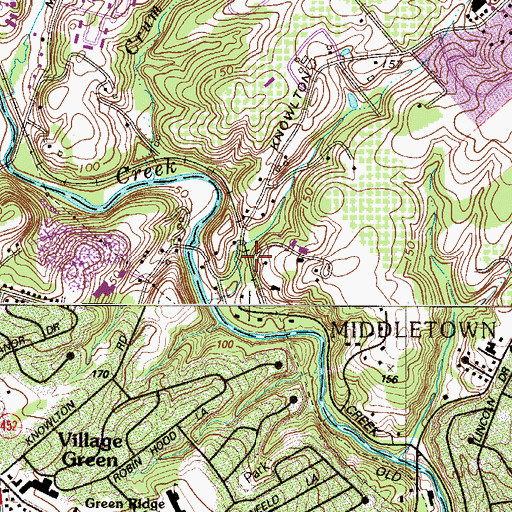 Topographic Map of Knowlton Station, PA