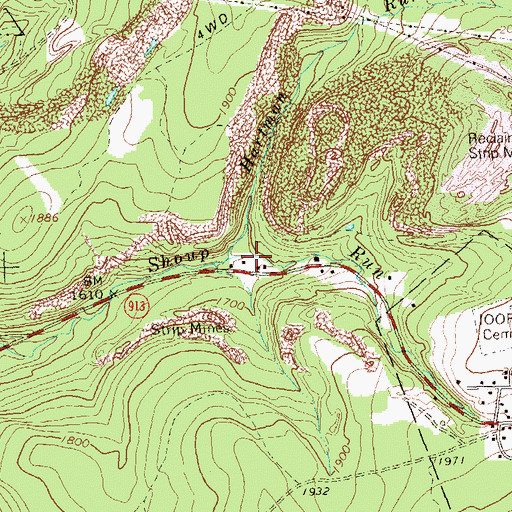 Topographic Map of Cookstown, PA