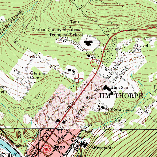 Topographic Map of L B Morris Elementary School, PA