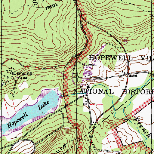 Topographic Map of Hopewell Furnace, PA