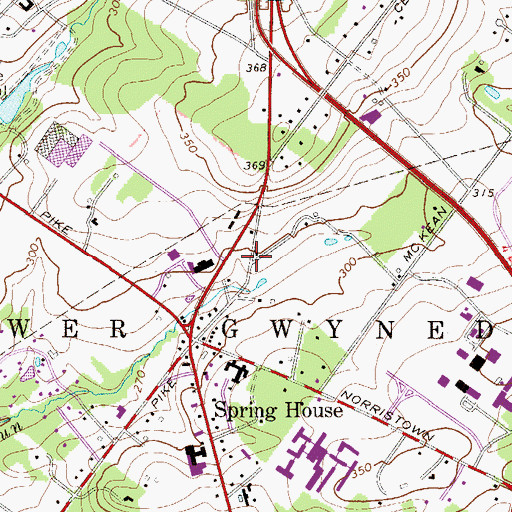 Topographic Map of Spring House Shopping Center, PA