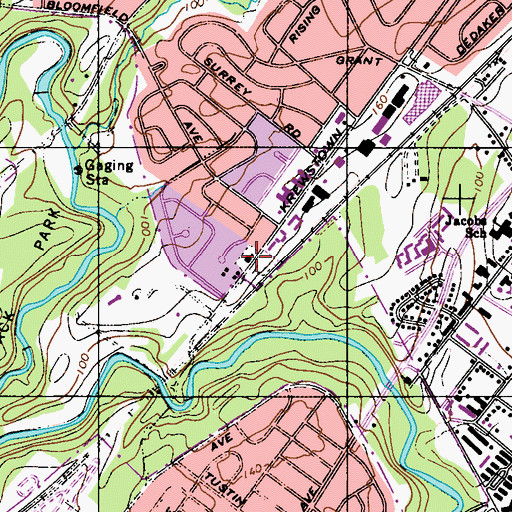 Topographic Map of Pennypack Baptist Church, PA