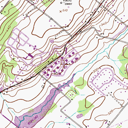 Topographic Map of Pine Run Community, PA