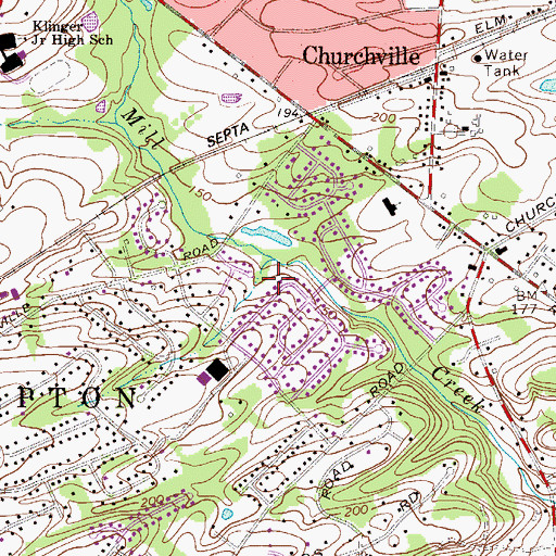 Topographic Map of Gravel Hill Farm, PA