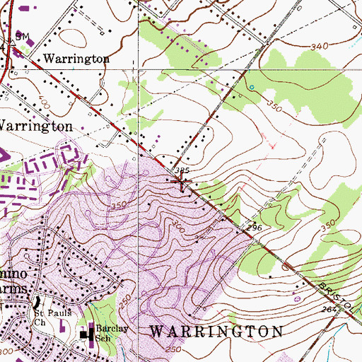 Topographic Map of Warrington Mews, PA