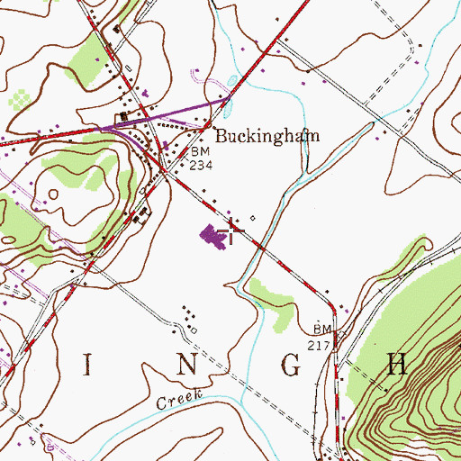 Topographic Map of Buckingham Elementary School, PA