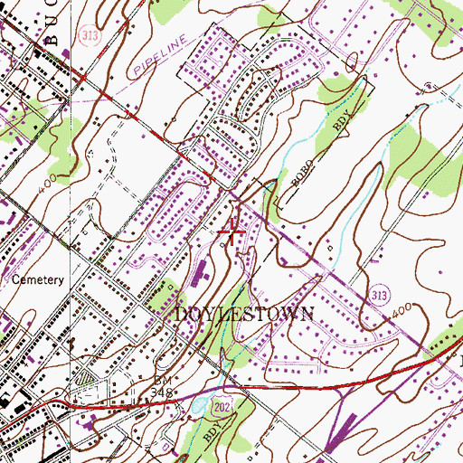 Topographic Map of Woodbrook Estates, PA