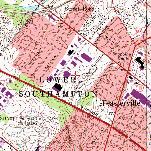 Topographic Map of Lower Southampton Industrial Park, PA