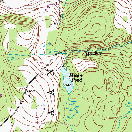 Topographic Map of Mican Dam, PA