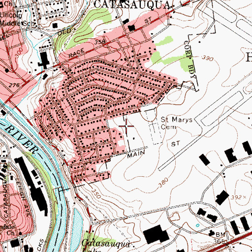 Topographic Map of South Catty Field, PA
