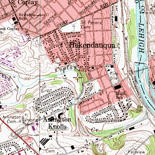 Topographic Map of Hokendauqua Playground, PA