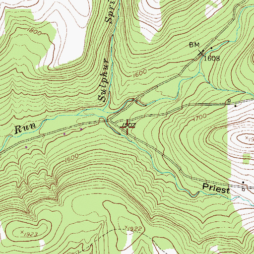 Topographic Map of Priest Hollow, PA