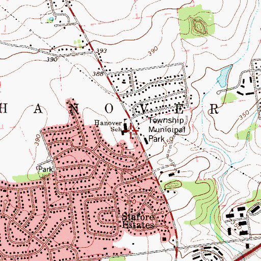 Topographic Map of Hanover Elementary School, PA