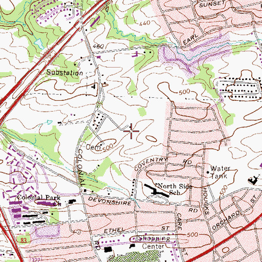 Topographic Map of Colonial Park Mall, PA