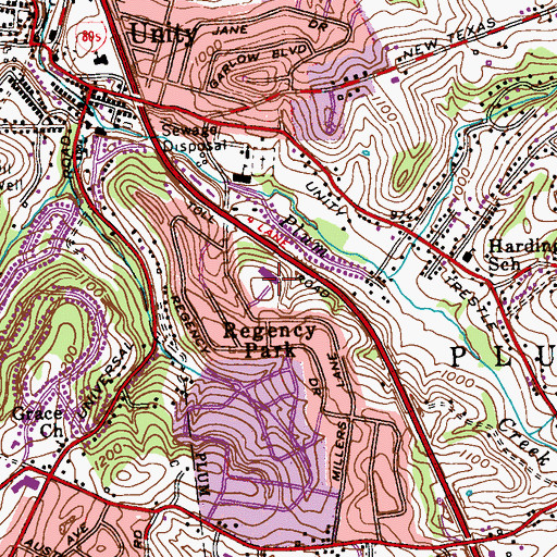Topographic Map of Regency Park Elementary School, PA