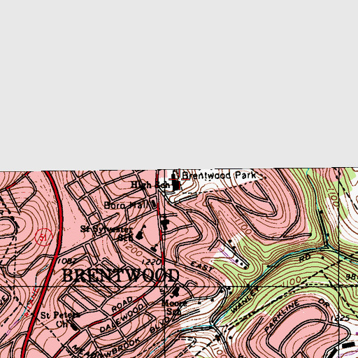 Topographic Map of Brentwood Junior-Senior High School, PA