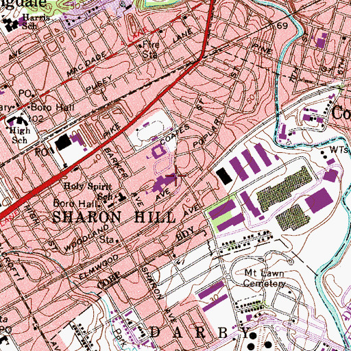 Topographic Map of Academy Park High School, PA