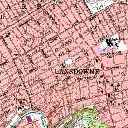 Topographic Map of Ardmore Avenue Elementary School, PA