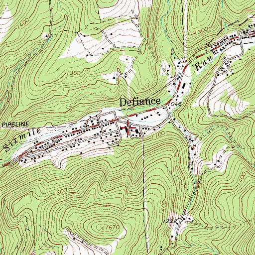 Topographic Map of Defiance Elementary School, PA