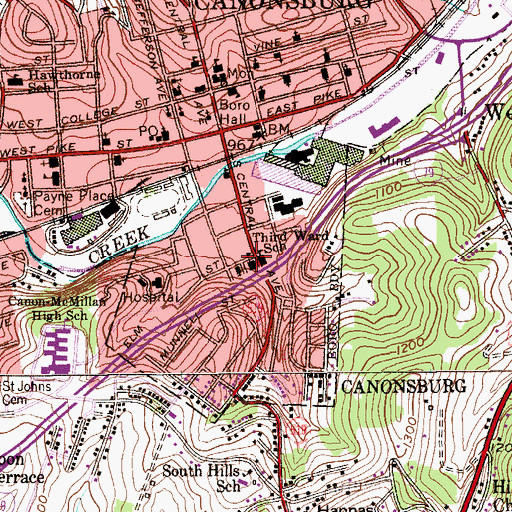 Topographic Map of South Central Avenue Elementary School, PA