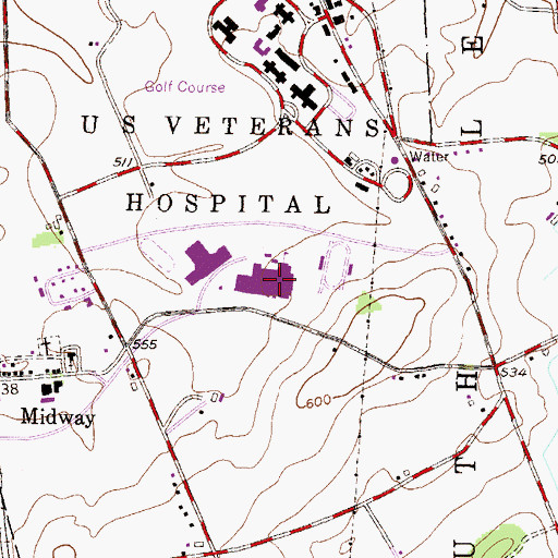 Topographic Map of Cedar Crest High School, PA