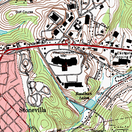 Topographic Map of Greengate Mall, PA