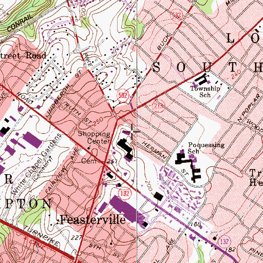 Topographic Map of Poquessing Middle School, PA