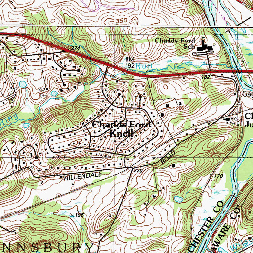 Topographic Map of Chadds Ford Knoll, PA