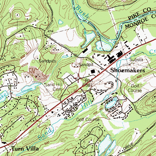 Topographic Map of Sand Hill Church (historical), PA