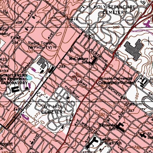 Topographic Map of Ivy Hill, PA
