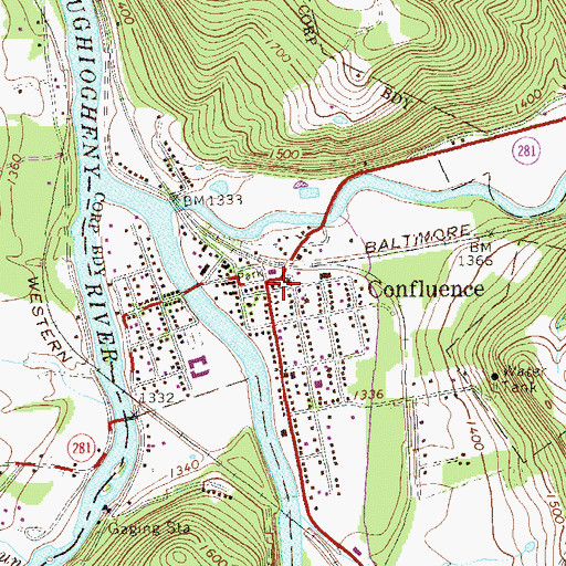 Topographic Map of Ursina Junction Station, PA