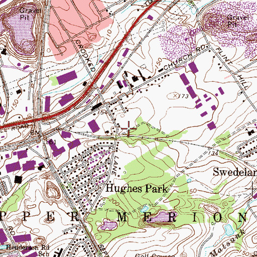 Topographic Map of Swedeland Station, PA
