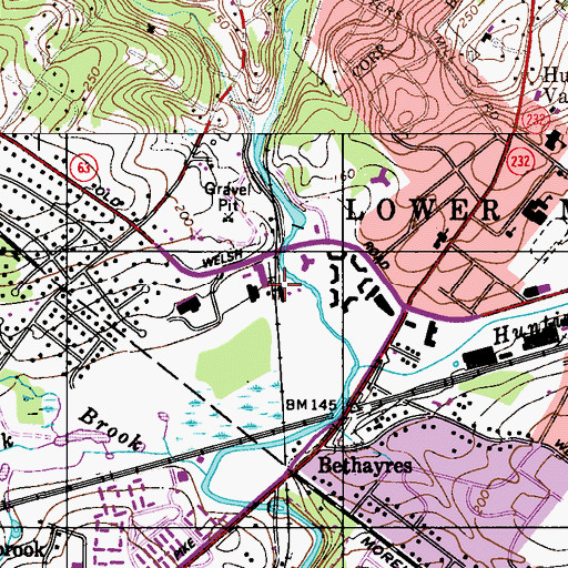Topographic Map of Huntingdon Valley Station, PA