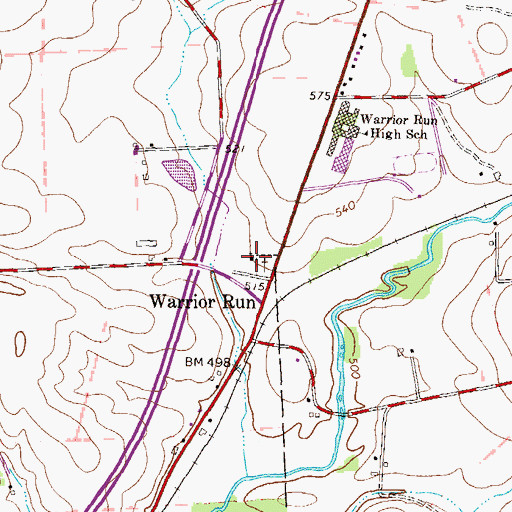 Topographic Map of Warrior Run Church, PA